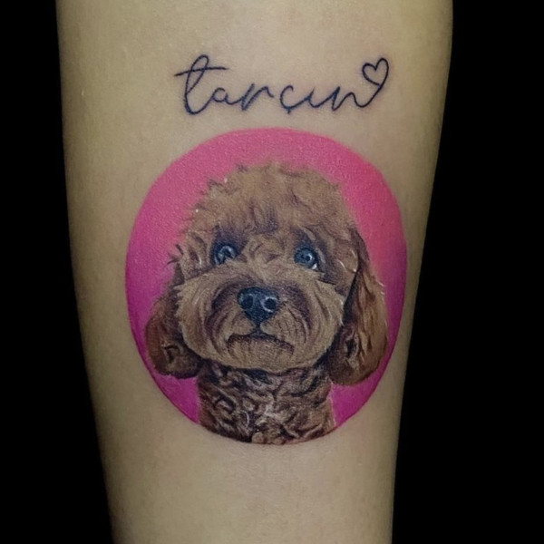 Renkli Köpek Portre Dövmesi