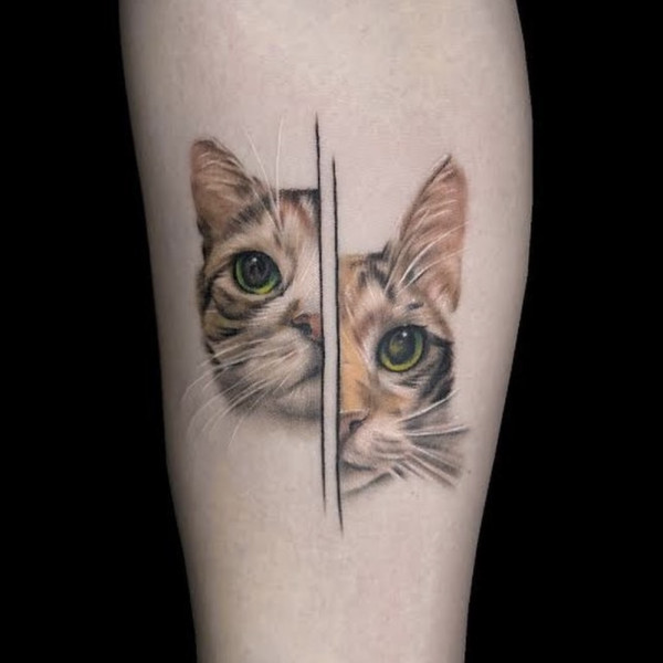 Realistik Kedi Dövmesi