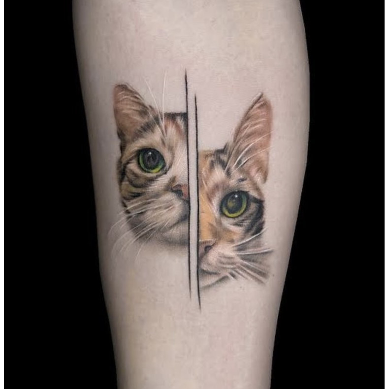 Realistik Kedi Dövmesi